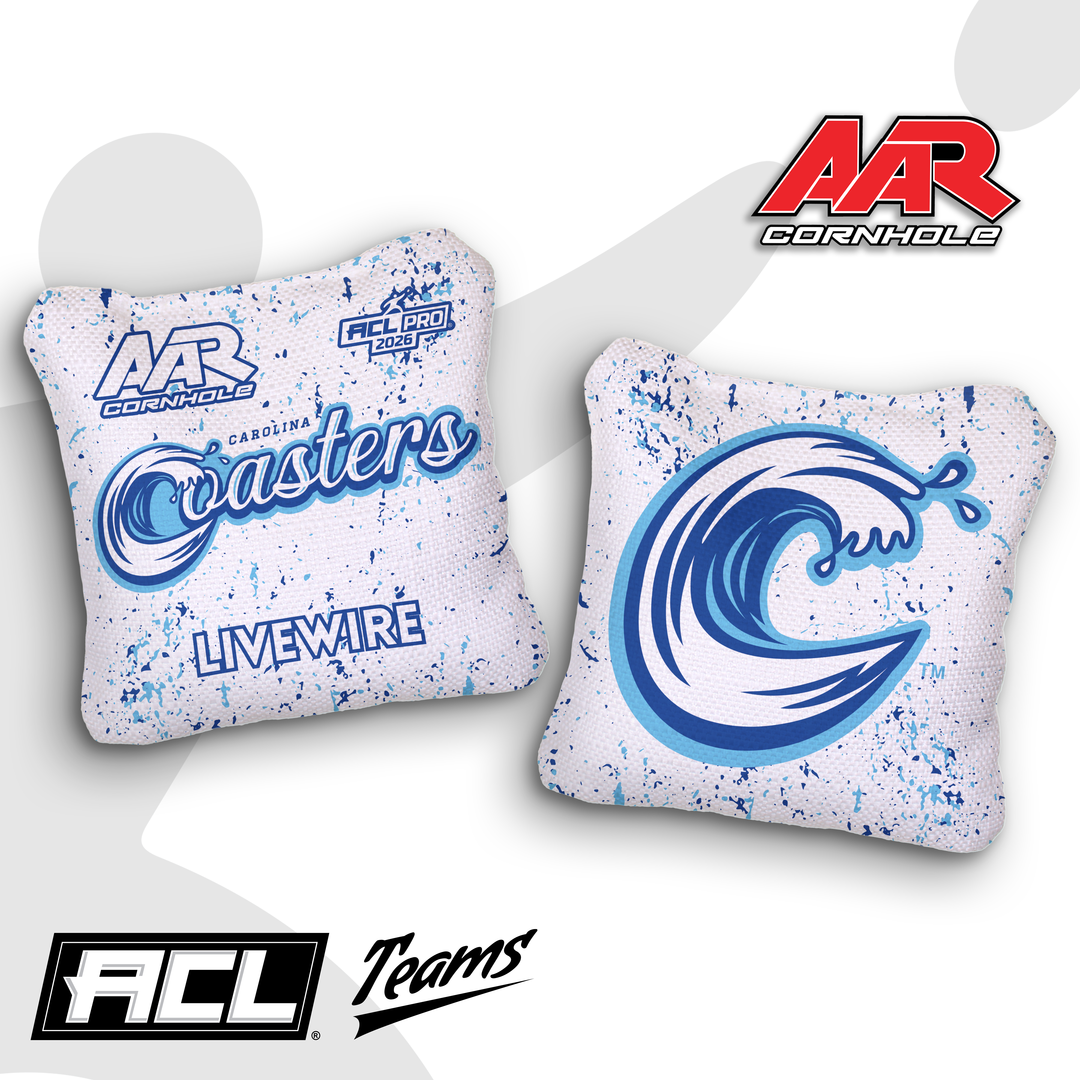 2026 AAR Cornhole Bags - Coasters Splat Edition - White - ACL Pro Stamped - Multiple Series - SET OF 4
