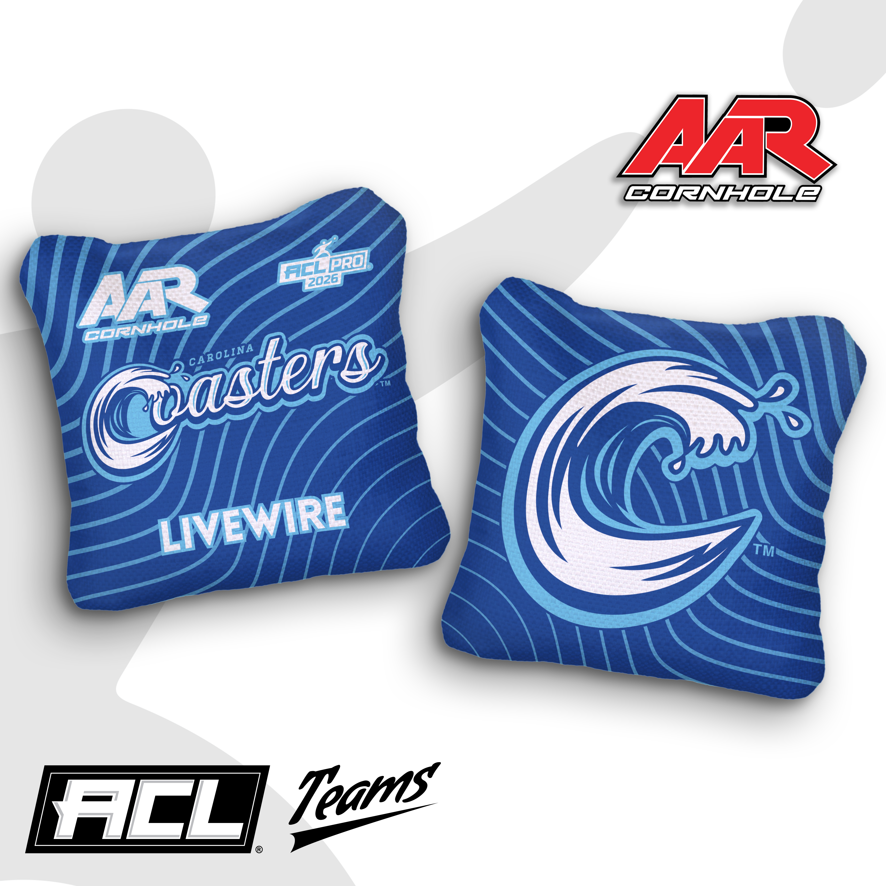 2026 AAR Cornhole Bags - Coasters Wave Edition - Royal Blue - ACL Pro Stamped - Multiple Series - SET OF 4